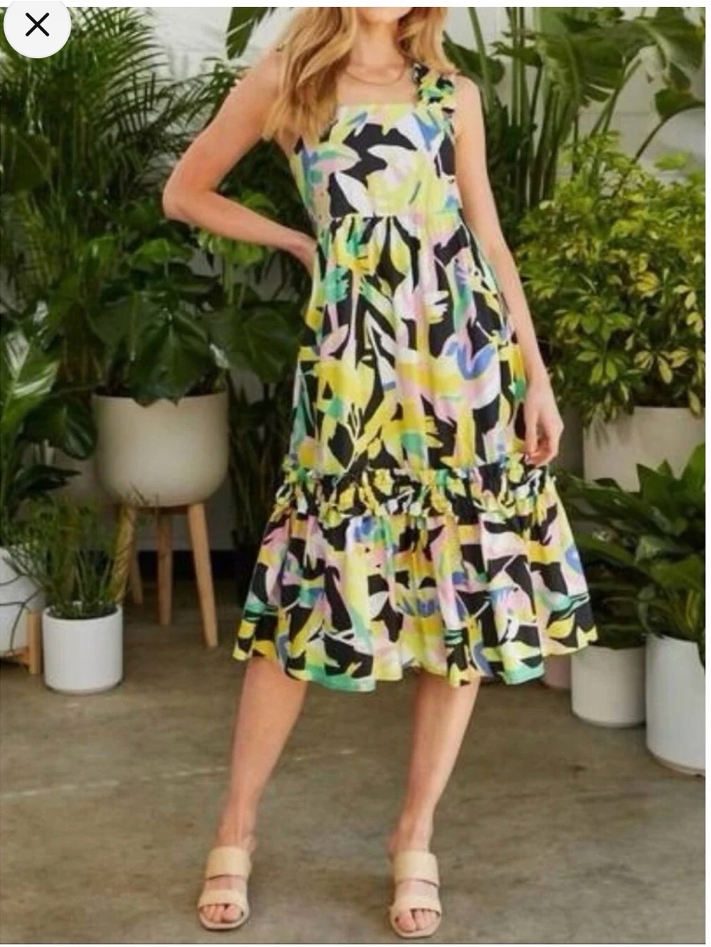 Crosby Multicolor Abstract Ruffle Strap Dress - Picture 3 of 3